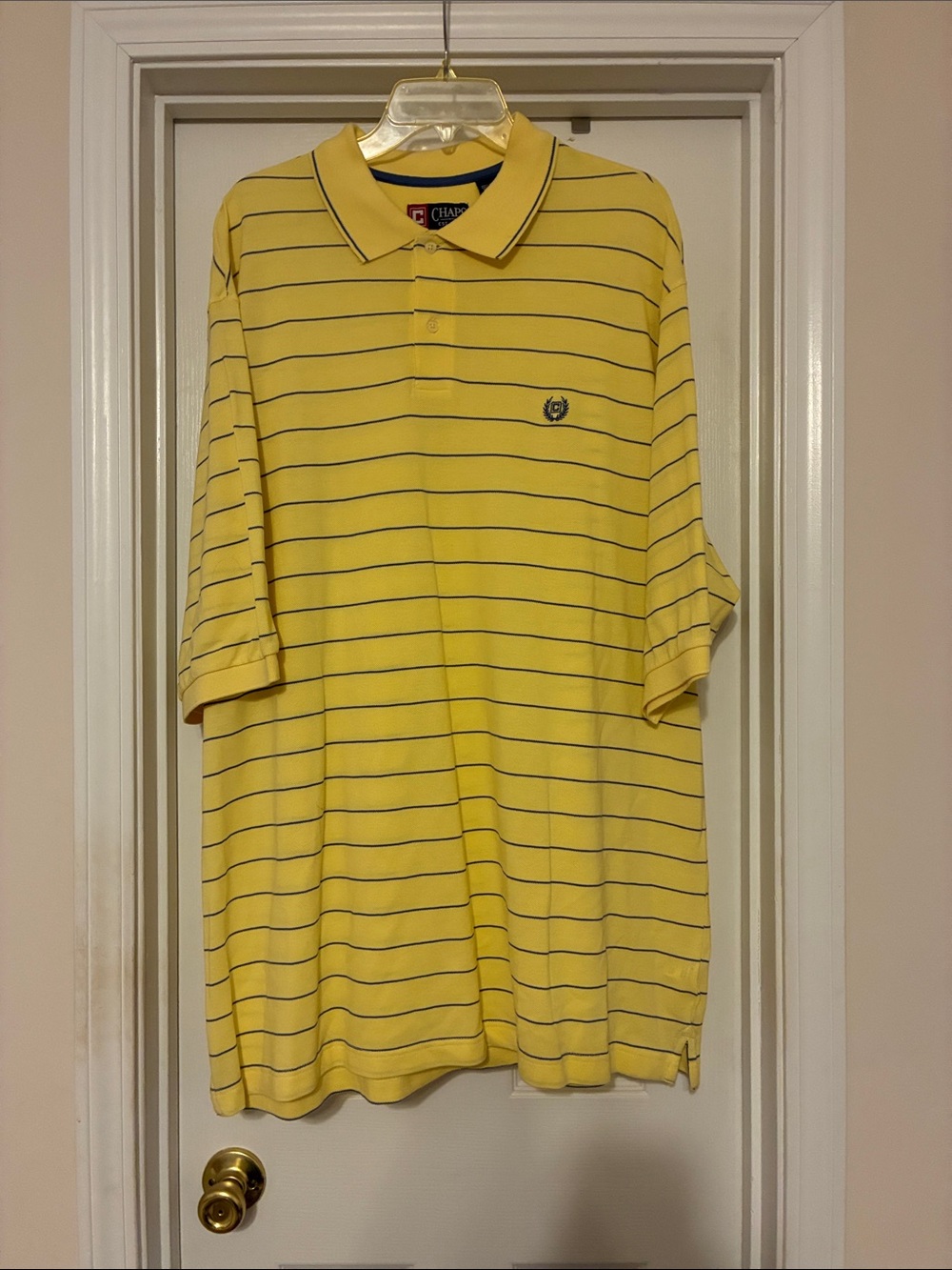 Men’s 2XLT Chaps Yellow Polo with Navy Stripe